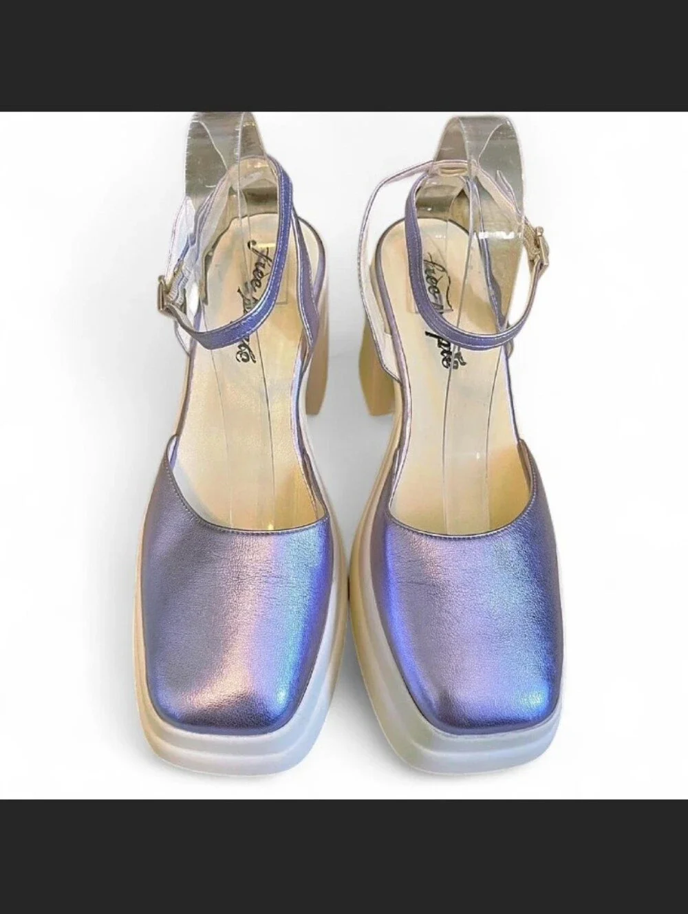 Free People Metallic Purple Stacked Platform Maryjanes – Size 37.5